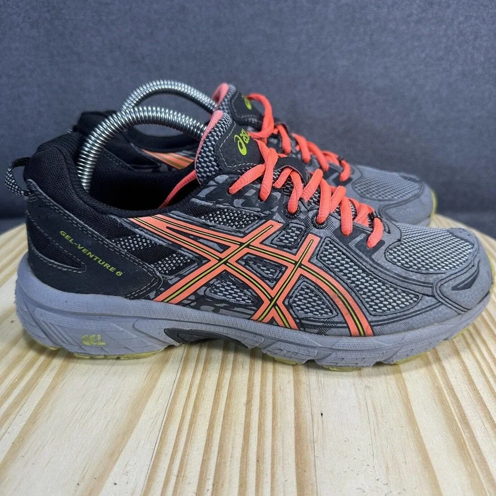 Asics Womens Gel Venture 6 T7G6Q Gray‎ Black Running Shoes Sneakers Size 9